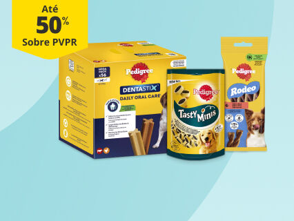At&eacute; 50% PVPR em snacks Pedigree